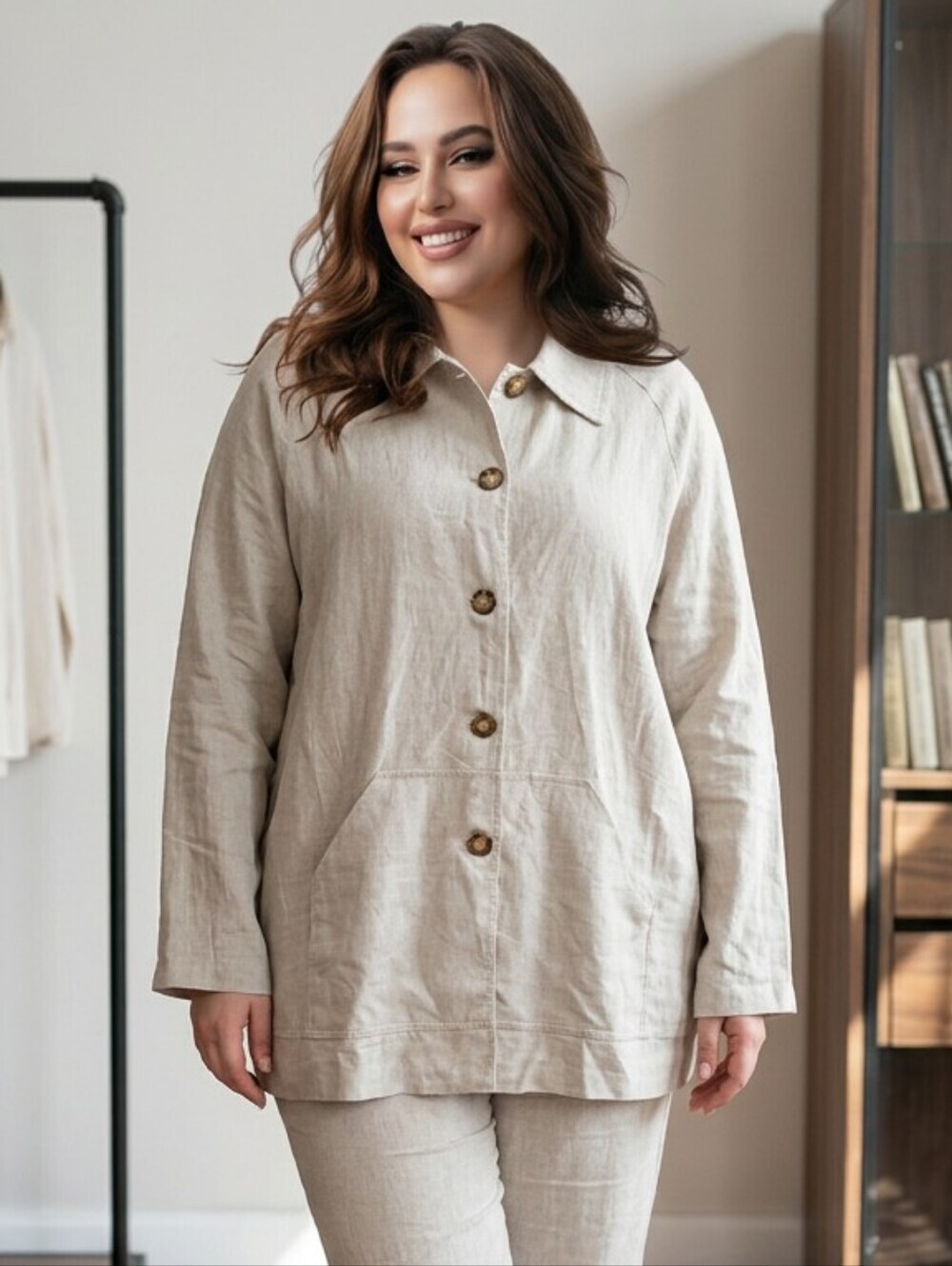 NWT Sarah Bentley Oatmeal Linen Blend Car Coat Sz 20W